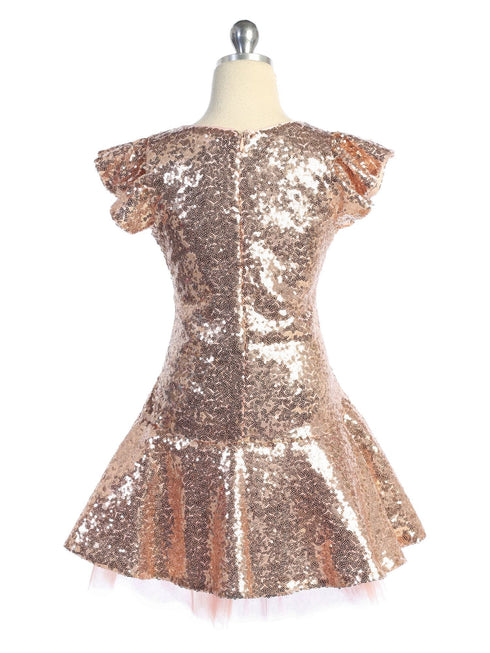 Big Girls Blush Sequin Ruffle Tutu Junior Bridesmaid Dress 8-12 - SophiasStyle.com